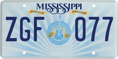 MS license plate ZGF077