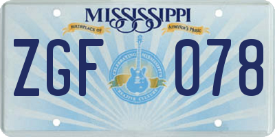 MS license plate ZGF078