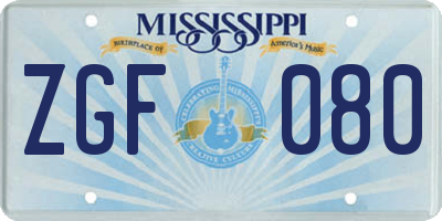 MS license plate ZGF080