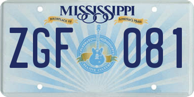 MS license plate ZGF081