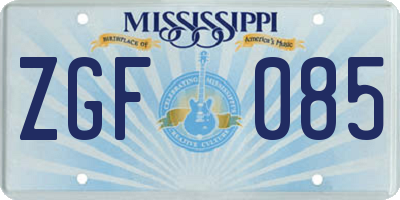MS license plate ZGF085