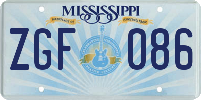 MS license plate ZGF086