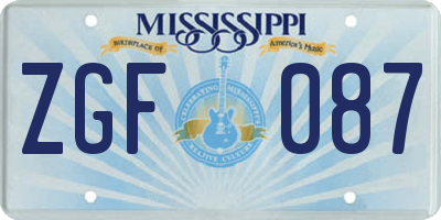 MS license plate ZGF087