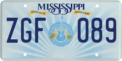 MS license plate ZGF089