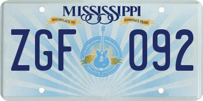 MS license plate ZGF092