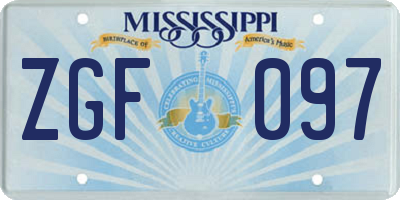 MS license plate ZGF097