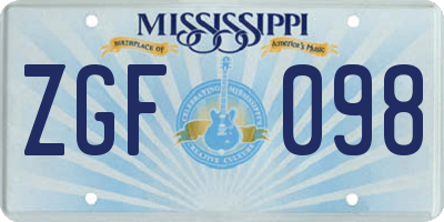 MS license plate ZGF098