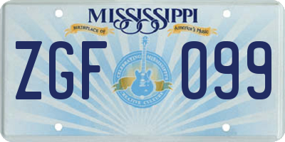 MS license plate ZGF099