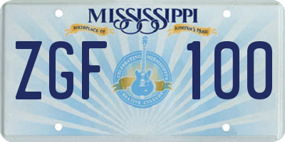 MS license plate ZGF100