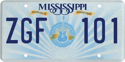 MS license plate ZGF101