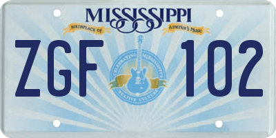 MS license plate ZGF102