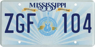 MS license plate ZGF104