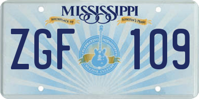 MS license plate ZGF109