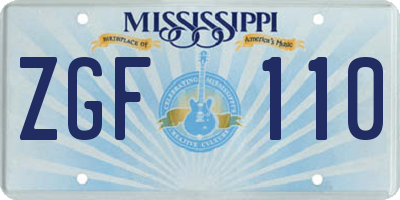 MS license plate ZGF110