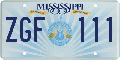 MS license plate ZGF111