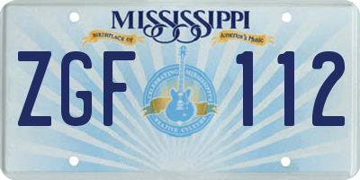 MS license plate ZGF112