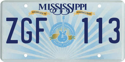 MS license plate ZGF113