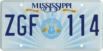 MS license plate ZGF114