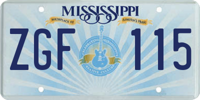 MS license plate ZGF115