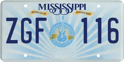 MS license plate ZGF116