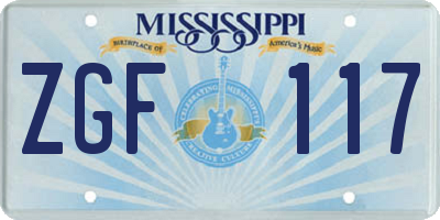 MS license plate ZGF117