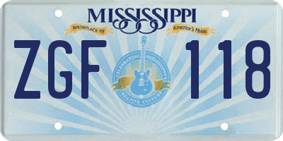 MS license plate ZGF118
