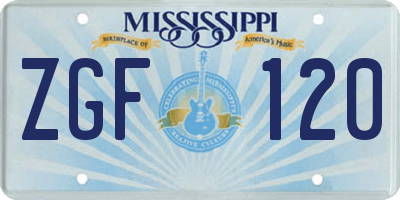 MS license plate ZGF120