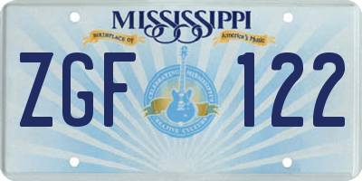 MS license plate ZGF122
