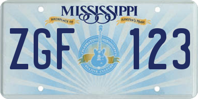 MS license plate ZGF123