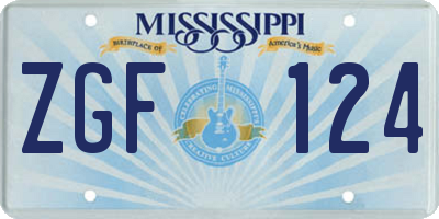 MS license plate ZGF124