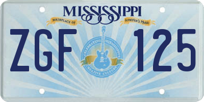MS license plate ZGF125