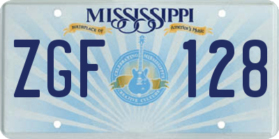 MS license plate ZGF128