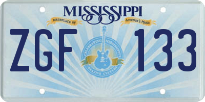 MS license plate ZGF133