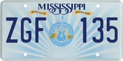 MS license plate ZGF135