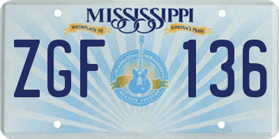 MS license plate ZGF136