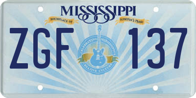 MS license plate ZGF137