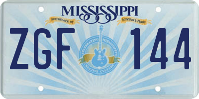 MS license plate ZGF144
