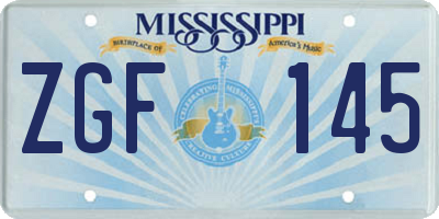 MS license plate ZGF145