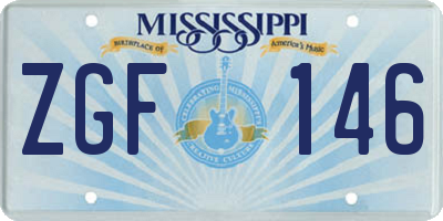 MS license plate ZGF146