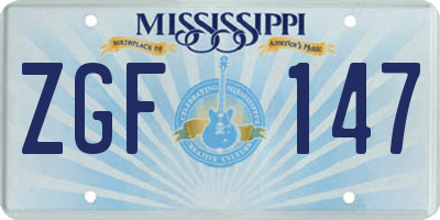 MS license plate ZGF147