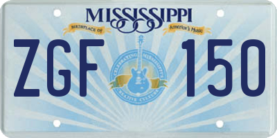 MS license plate ZGF150