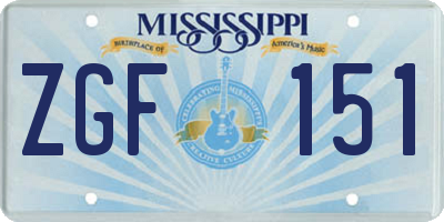 MS license plate ZGF151