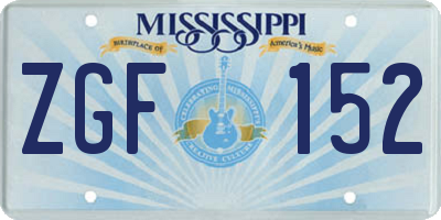 MS license plate ZGF152