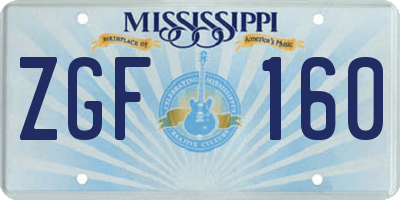 MS license plate ZGF160