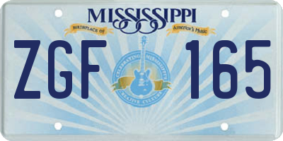 MS license plate ZGF165