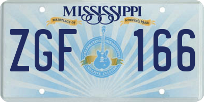 MS license plate ZGF166