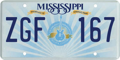 MS license plate ZGF167