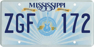 MS license plate ZGF172