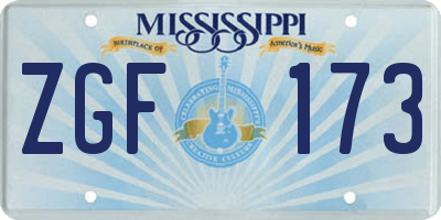 MS license plate ZGF173