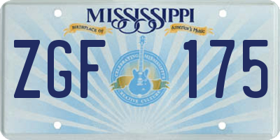 MS license plate ZGF175